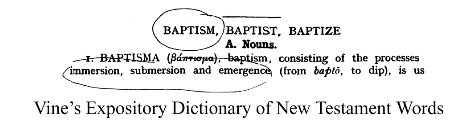 Definition of 'Baptism' from Vine's Expository Dictionary of New Testament Words