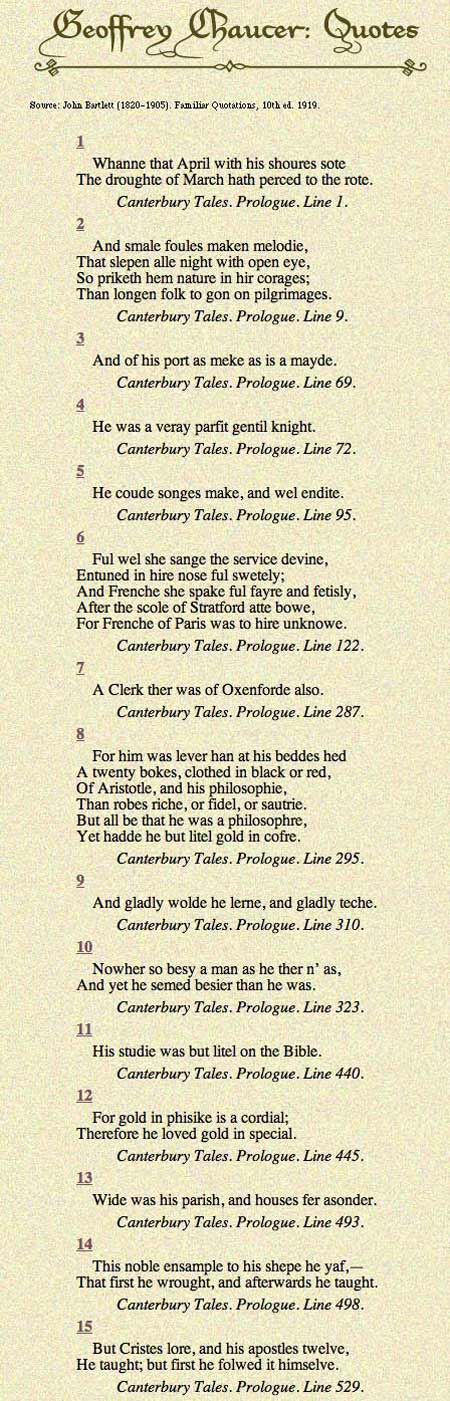 Chaucer Excerpt In Old English