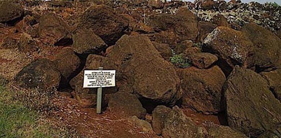 In Hawaii, rocky remains of religious structure.