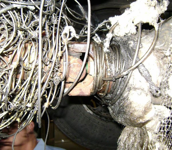 Photo of the 60-pound mattress wrapped around the drive shaft