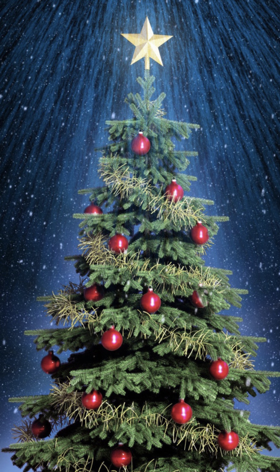 Picture of an xmas tree - rocketship to a Pure two-year-old