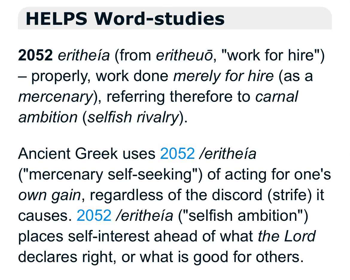 Definition: mercenary self-seeking