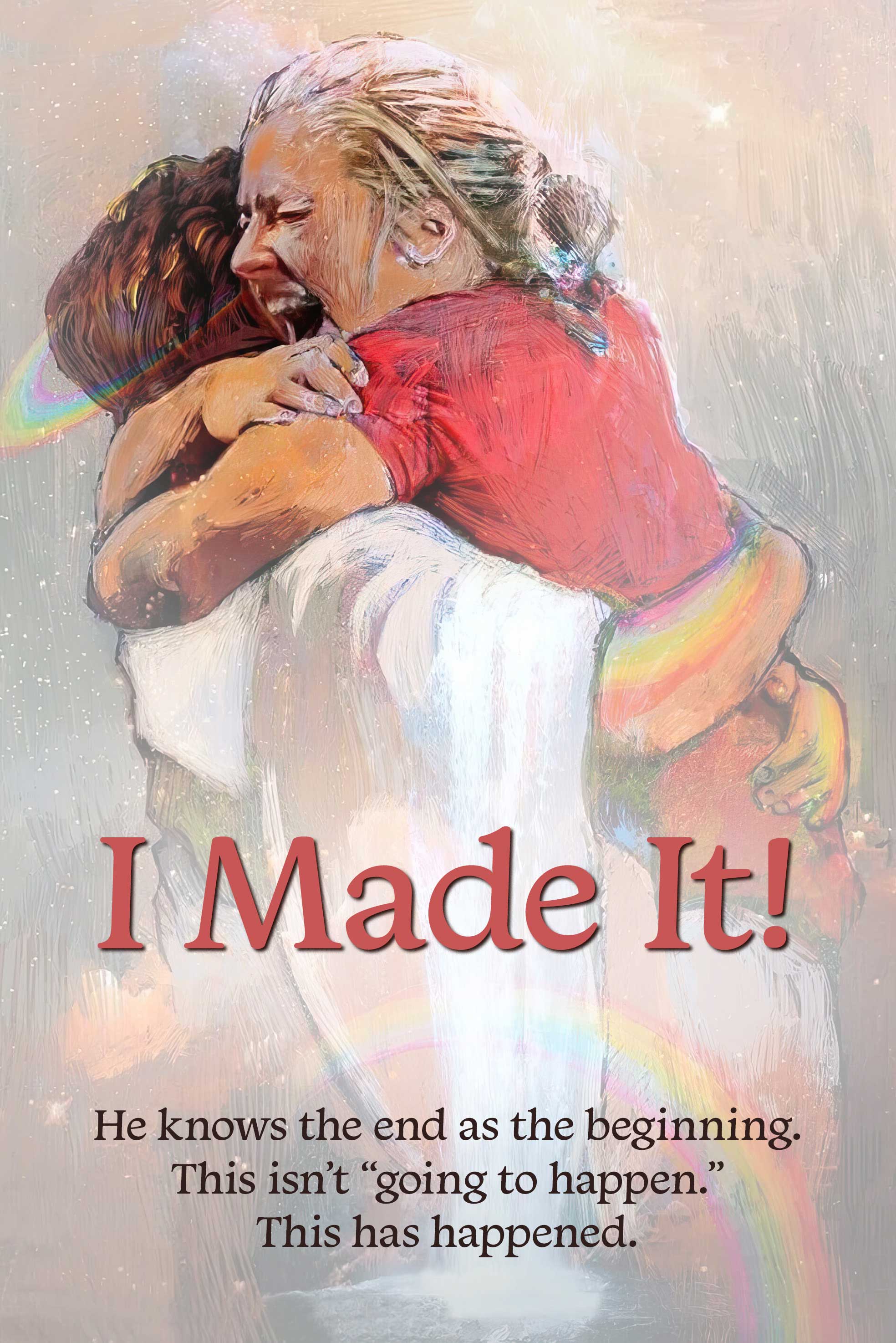 a woman in a joyful victorious embrace with Jesus