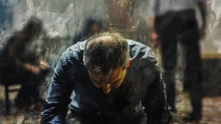 a man bowing down to his boss