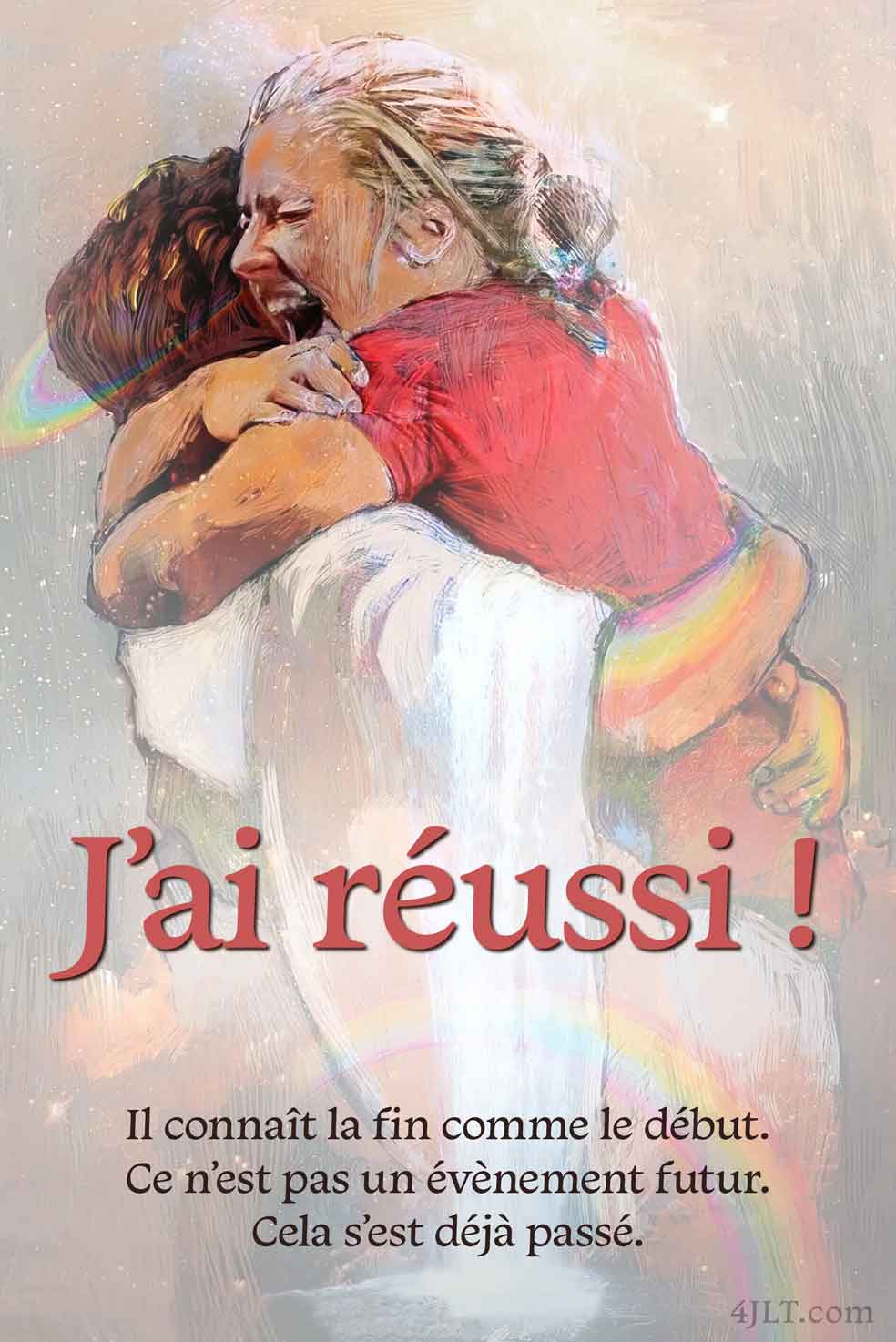 a woman in a joyful victorious embrace with Jesus