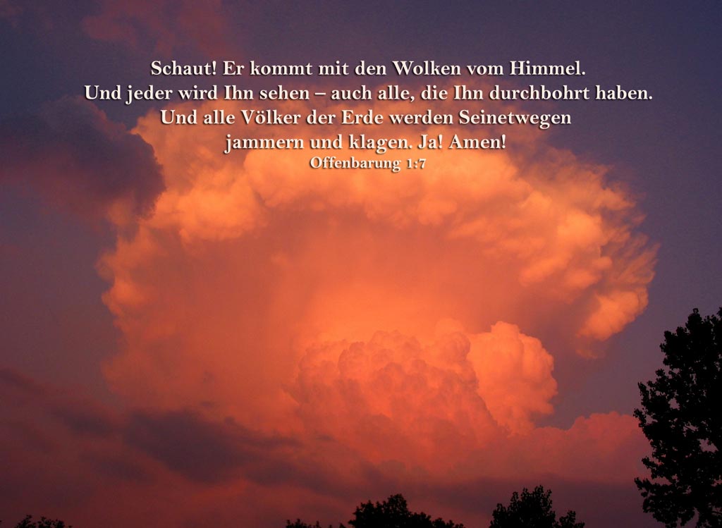 Schaut! Er kommt mit den Wolken